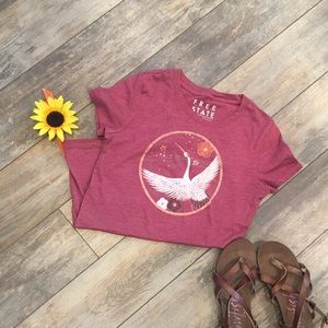 Distressed burgundy Free State crane tee